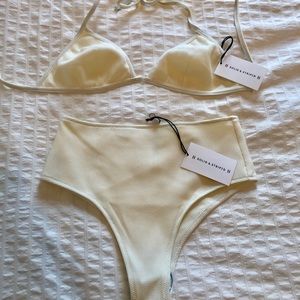 NWT Solid & Striped Bikini, L Top, Small Bottom